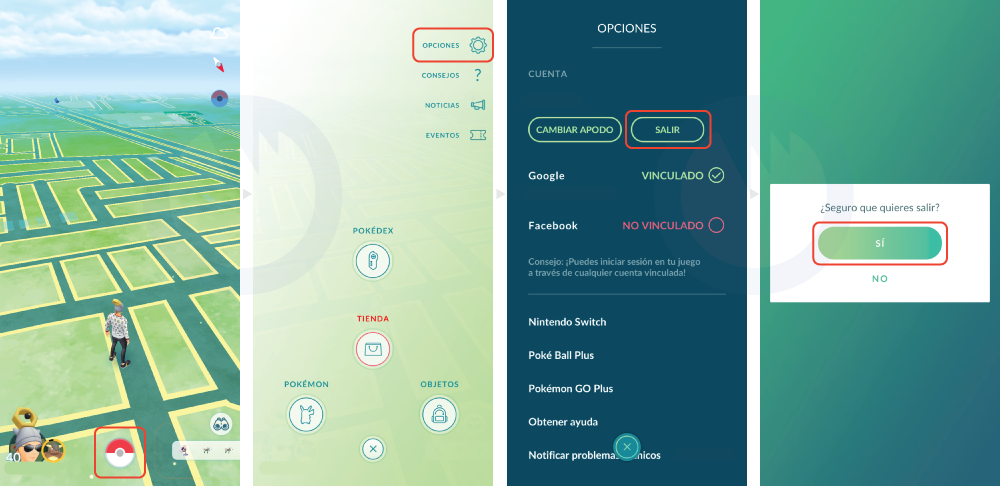 Cerrar sesión cuenta Pokémon GO